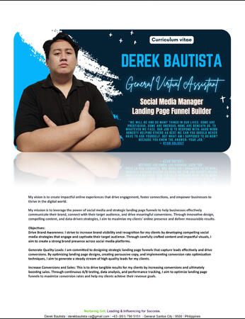 Derek Bautista CV Page 1 Social Media Manager & Landing Page Funnel Builder